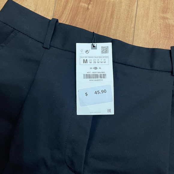 Zara Black High Waisted Tailored Short Trouser New With Tags Medium - Picture 6 of 8